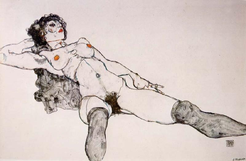 Egon Schiele Recumbent Female Nude with Legs Apart oil painting picture